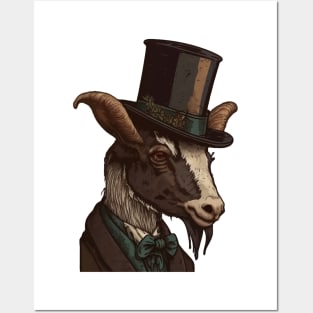 Goat wearing top hat Posters and Art